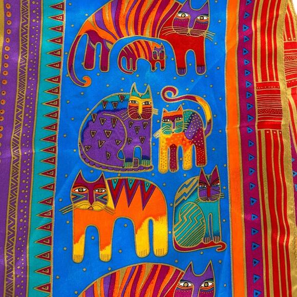 Laurel Burch Cat Scarf Long Lightweight Rectangle Eclectic Retro Boho Accessory - Picture 4 of 9